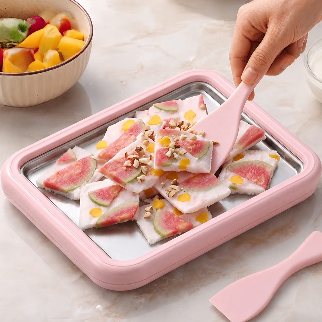 Frozen Yogurt Machine Commercial - Stainless Steel Ice Cream Maker Rolled