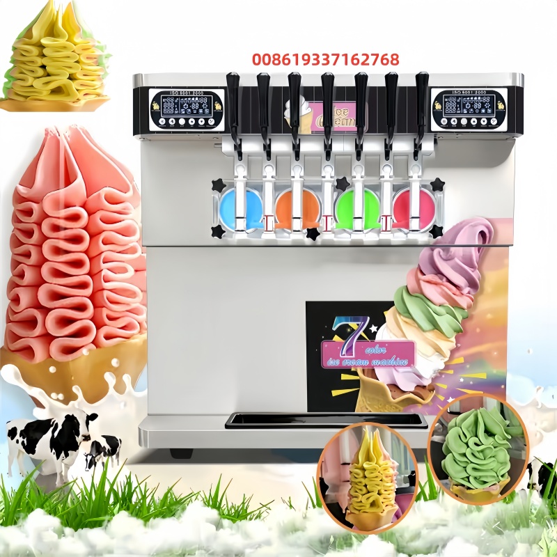 Ice Cream Cone Maker Commercial - 7 Flavors Popular Cone Soft Maker