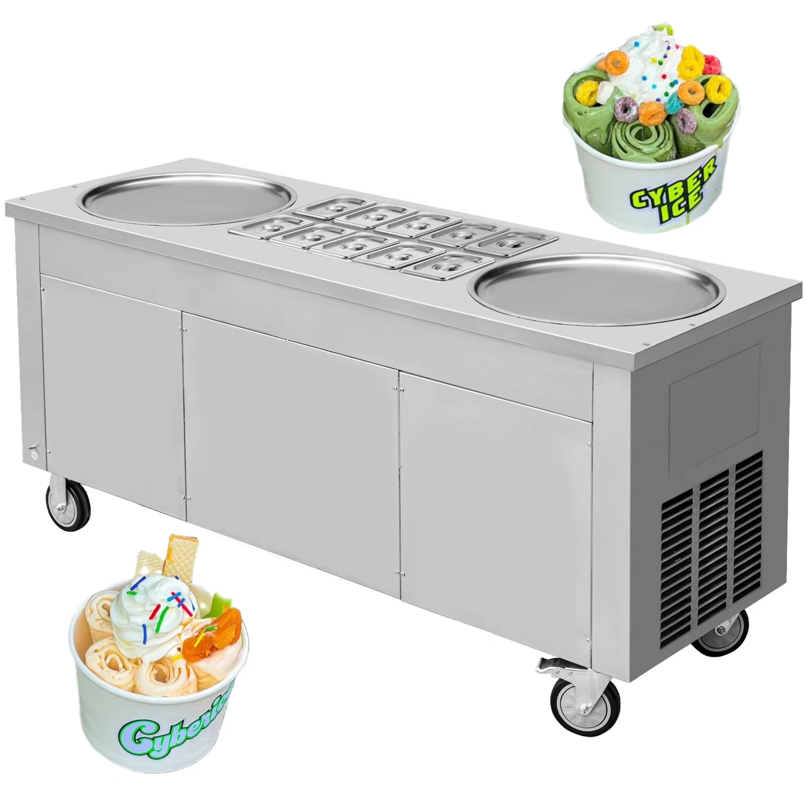 Roll Ice Cream Machine 2800 Wa - Rolled Ice Cream Machine Fried Plate 评论和价格