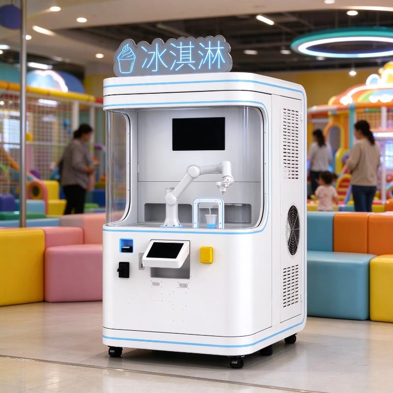 Robotic Arm Ice Cream Vending  - Soft Serve Ice Cream Machine 3 Flavor 评论和价格