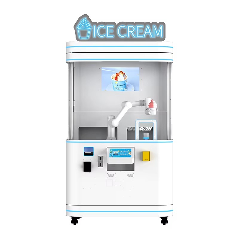 Robotic Arm Ice Cream Vending  - Soft Serve Ice Cream Machine 3 Flavor 评论和价格