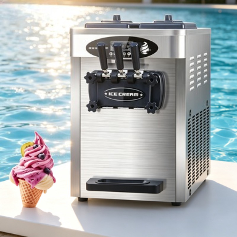Stainless Steel Ice Cream Mach - Soft Serve Ice Cream Machine 3 Flavor 评论和价格