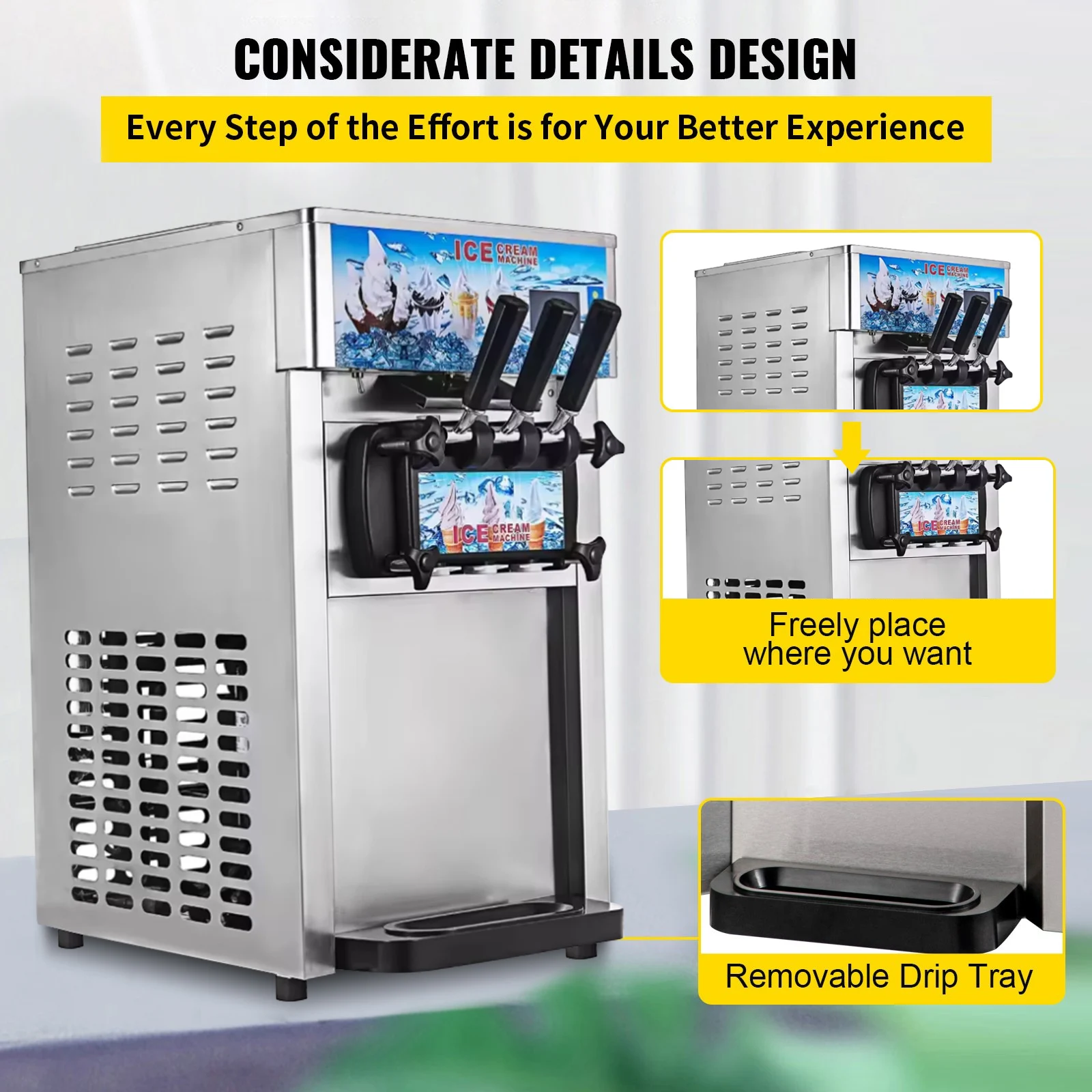 SIHAO Countertop Commercial So - Soft Serve Ice Cream Machine 3 Flavor 评论和价格